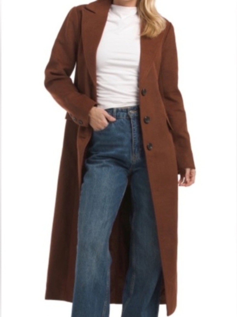 7 For All Mankind Tailored Long Maxi Coat in Chestnut Brown NWT